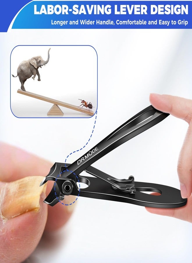 درمود مقص أظافر قدم مائل للأظافر السميكة لكبار السن، مقص أظافر قدم شديد التحمل للرجال للأظافر الغائرة السميكة بفتحة فك واسعة، مقص أظافر كبير منحني - أسود - Image 5